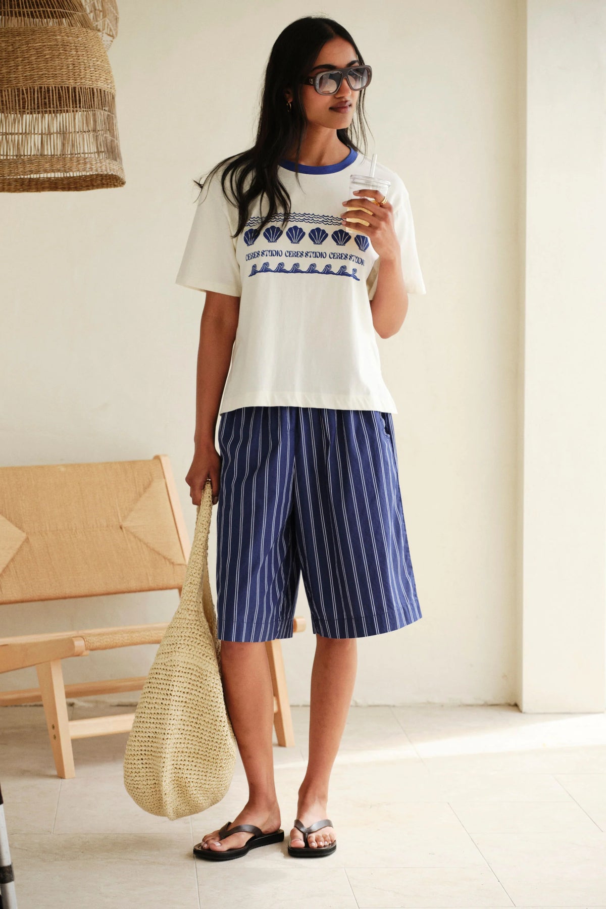 Stevie Slouchy Tee - Blue Summer Icons