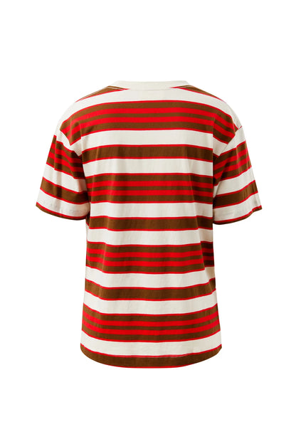 Stevie Slouchy Tee - Heritage Red Toffee Stripe