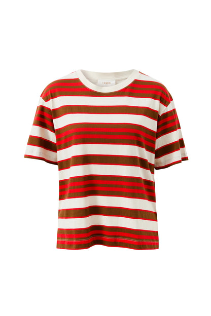 Stevie Slouchy Tee - Heritage Red Toffee Stripe