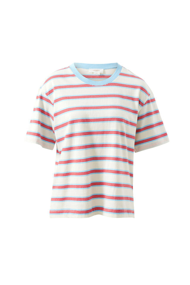 Stevie Slouchy Tee - Milk Red Fresh Blue