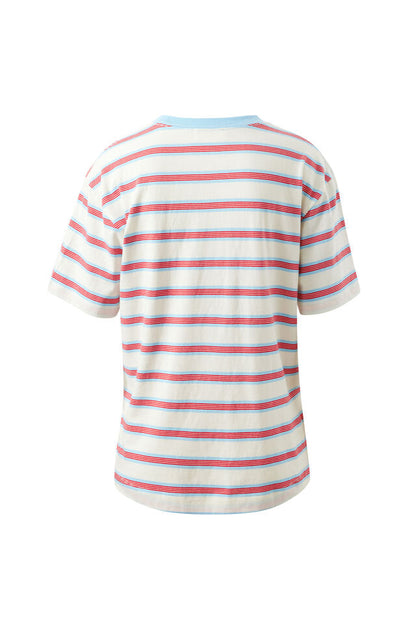 Stevie Slouchy Tee - Milk Red Fresh Blue
