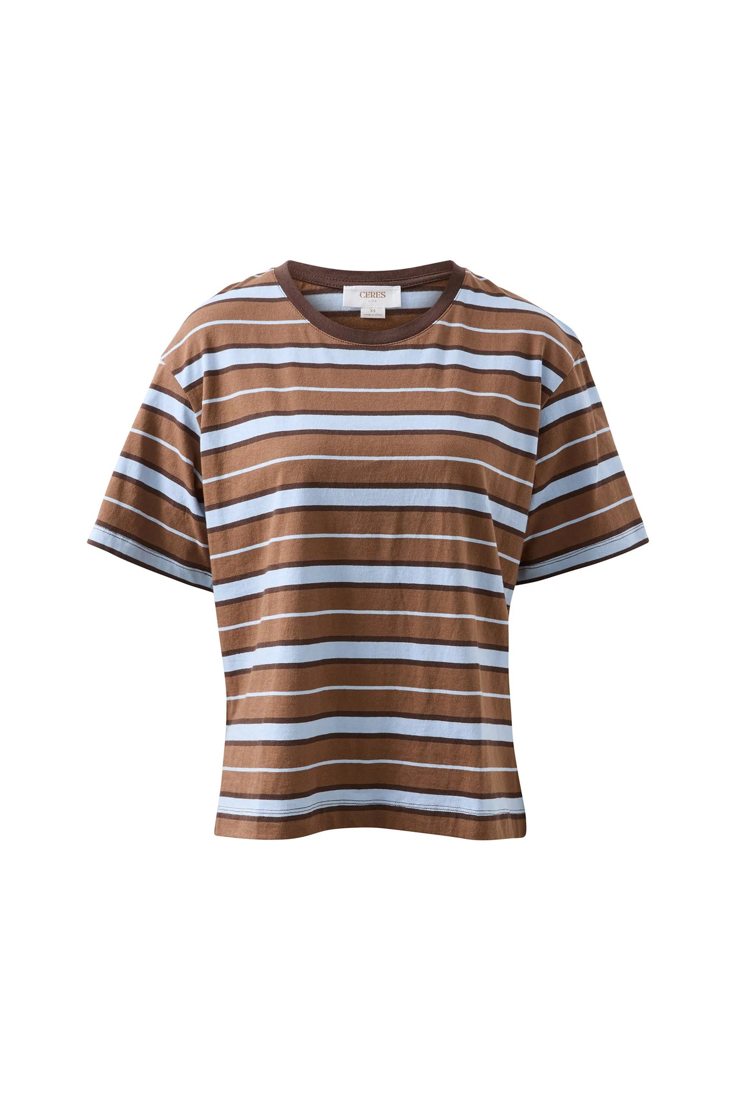 Stevie Slouchy Tee - Choc Retro Stripe