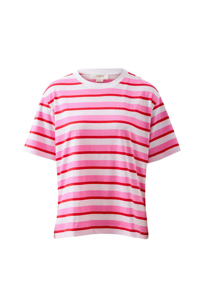 Stevie Slouchy Tee - Hibiscus Stripe