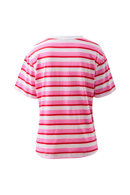 Stevie Slouchy Tee - Hibiscus Stripe