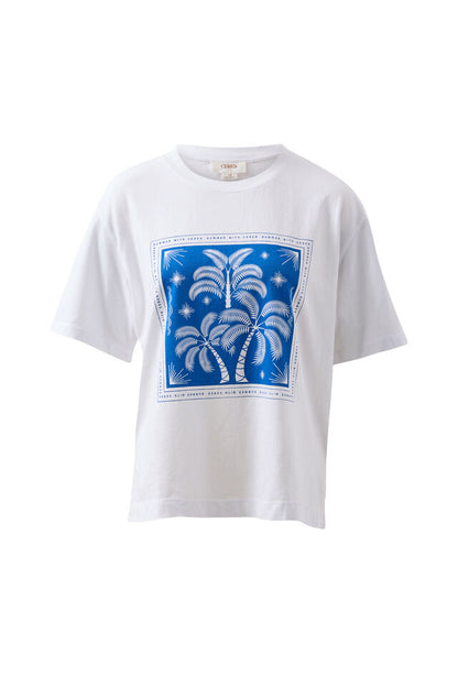 Stevie Slouchy Tee - Palm Scarf Print