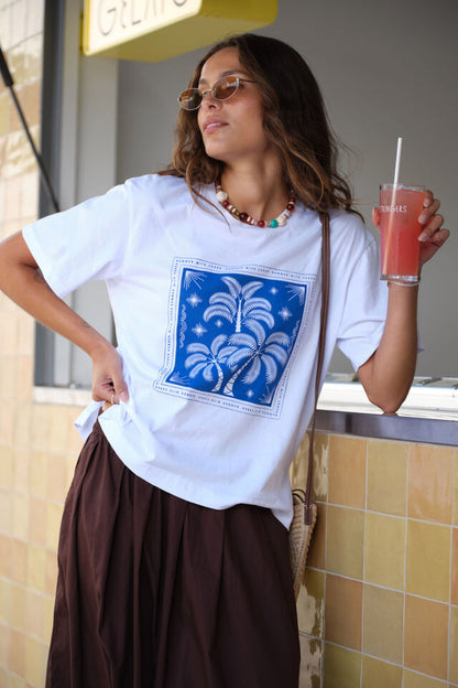 Stevie Slouchy Tee - Palm Scarf Print
