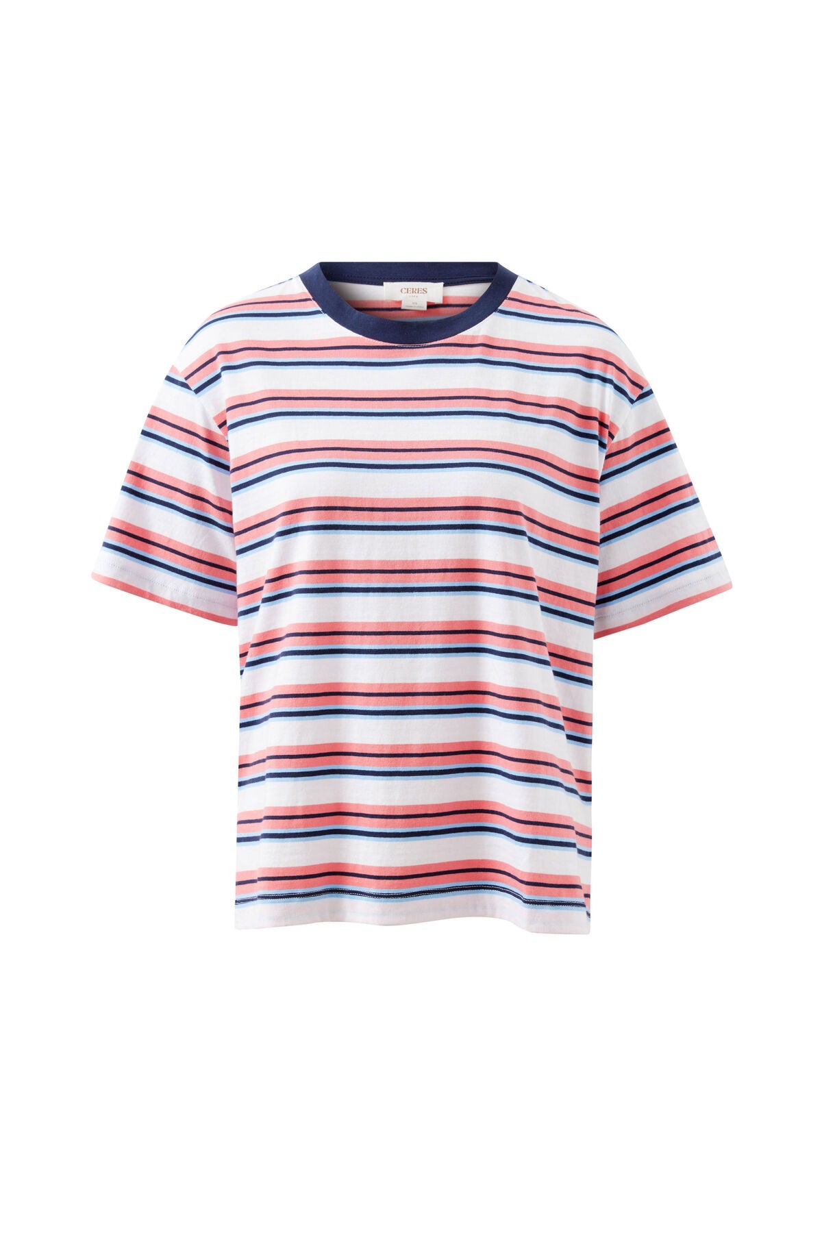 Stevie Slouchy Tee - Washed Coral, New Navy Stripe