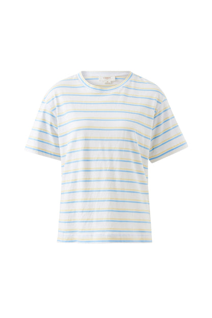 Stevie Slouchy Tee - Powder Blue, Sunny Yellow Stripe