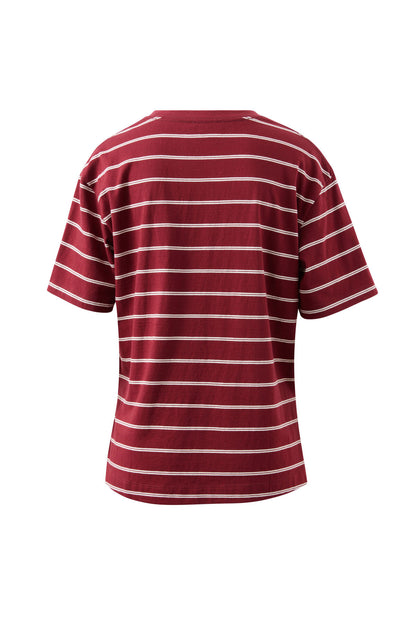 Stevie Slouchy Tee - Burgundy Milk Stripe
