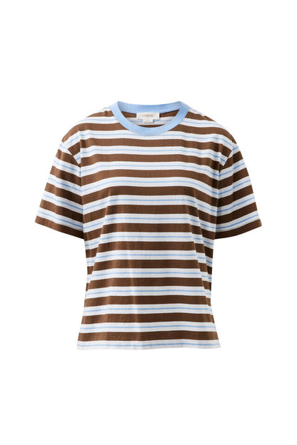 Stevie Slouchy Tee - Cocoa Sky Blue Stripe