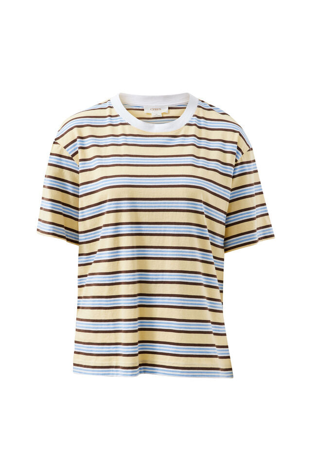 Stevie Slouchy Tee - Butter Brunette Stripe