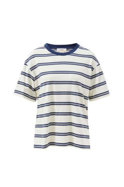 Stevie Slouchy Tee - Milk Heritage Navy Stripe
