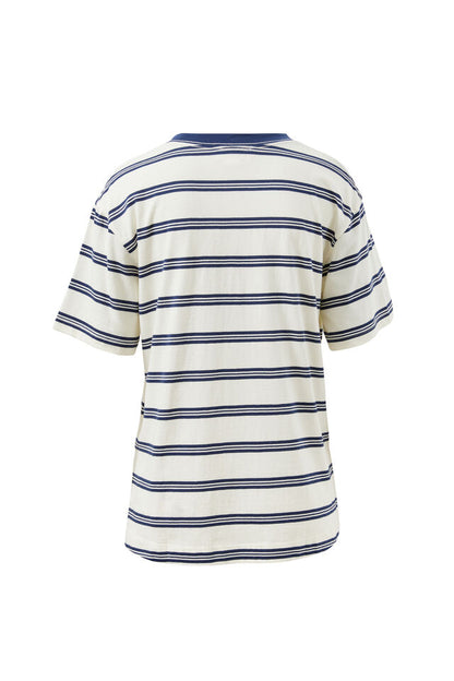 Stevie Slouchy Tee - Milk Heritage Navy Stripe