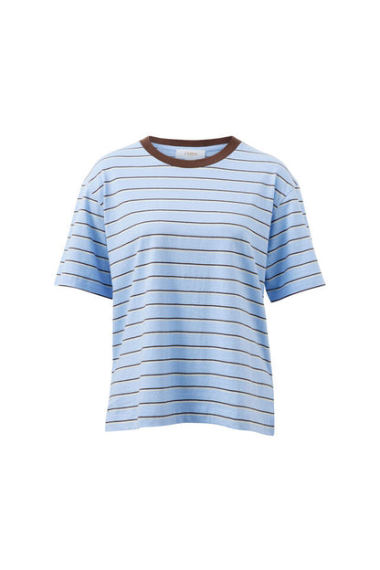 Stevie Slouchy Tee - China Blue Choc Stripe