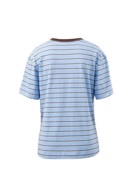 Stevie Slouchy Tee - China Blue Choc Stripe