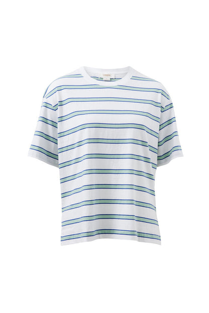 Stevie Slouchy Tee - White Seafoam Stripe