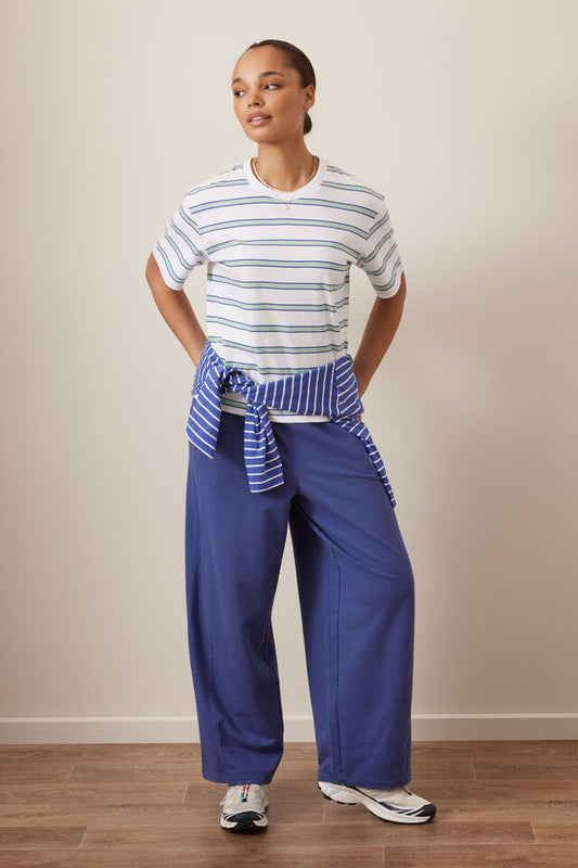 Stevie Slouchy Tee - White Seafoam Stripe