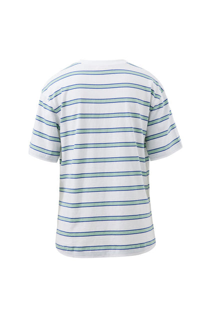Stevie Slouchy Tee - White Seafoam Stripe