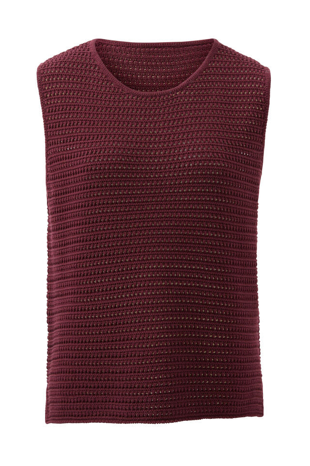 Mesh Knit Tank - Wine