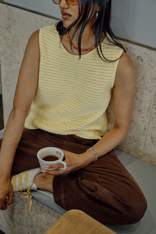 Margot Mesh Knit Tank - Sunny Yellow