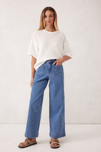 Wide Leg Patch Pocket Jean