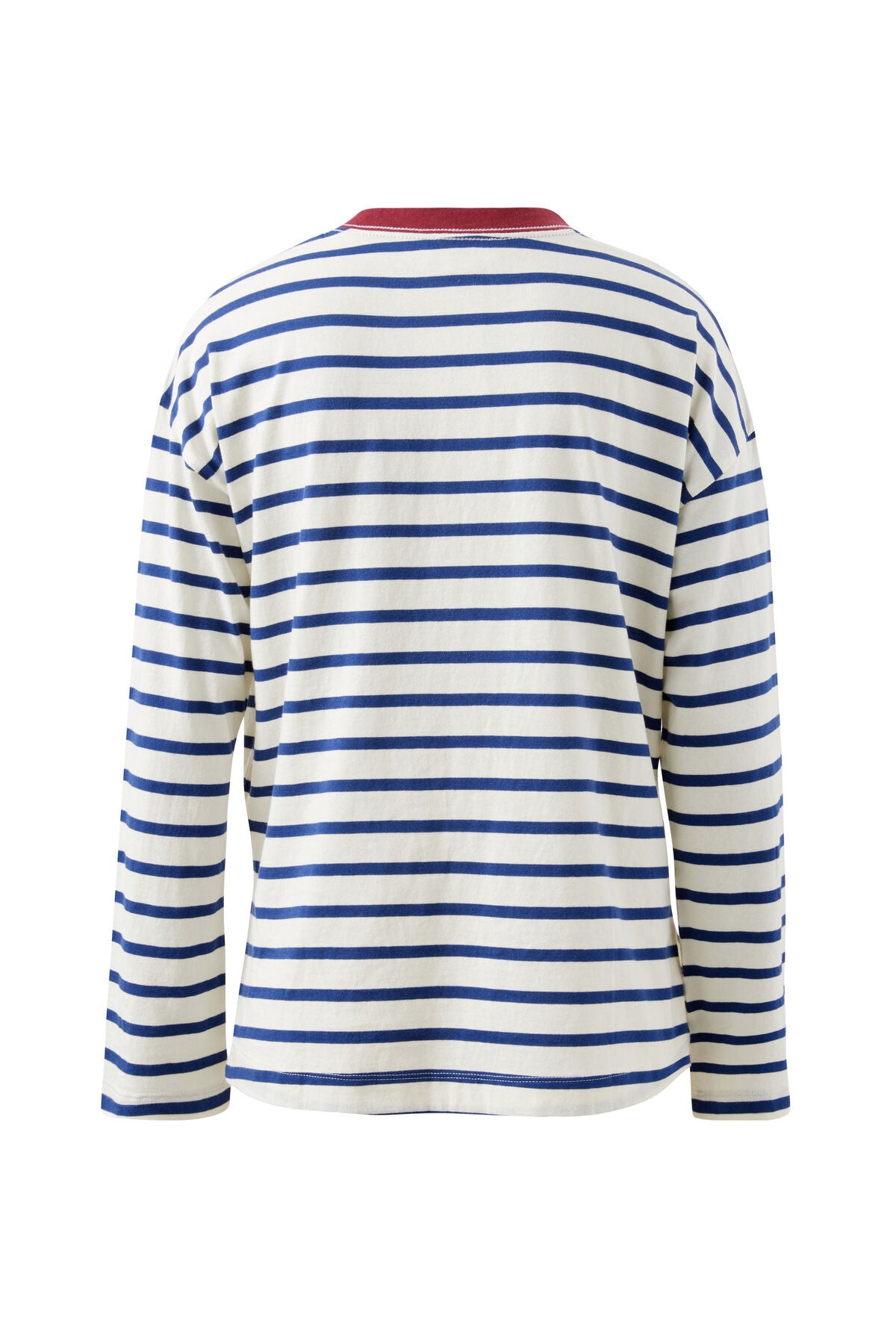 Scout Slouchy Long Sleeve Tee - Milk Prussian Blue Stripe