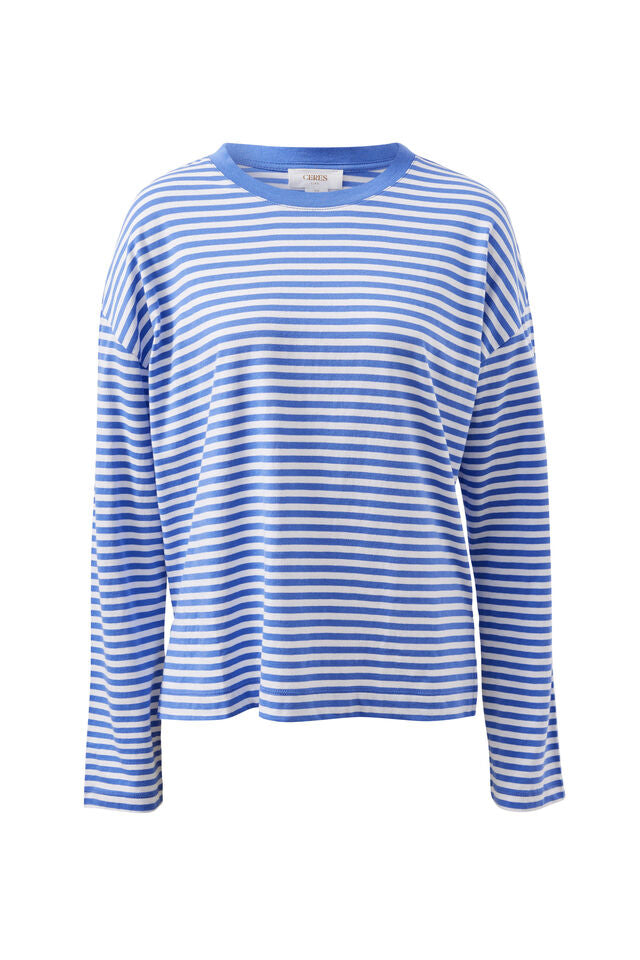 Scout Slouchy Long Sleeve Tee - Vintage Blue White Stripe