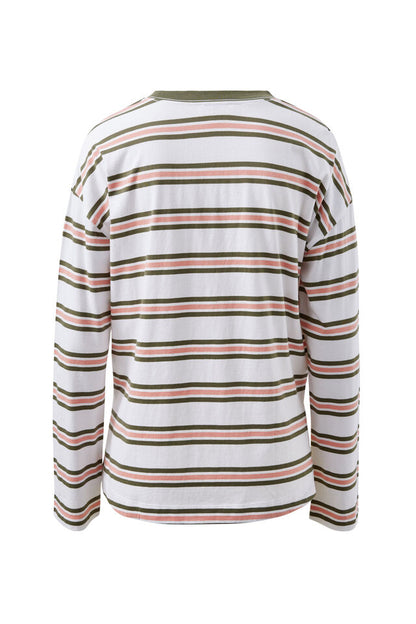 Scout Slouchy Long Sleeve Tee - Washed Olive Stripe