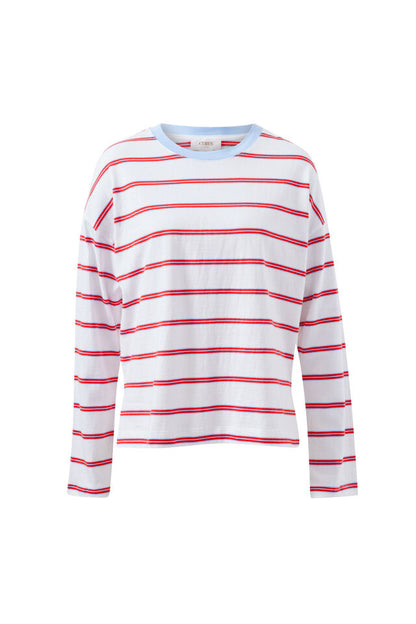 Scout Slouchy Long Sleeve Tee - China Blue Chilli Red Stripe
