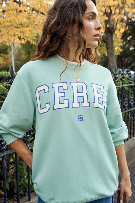 Isla Oversized Slouchy Crew - Seafoam