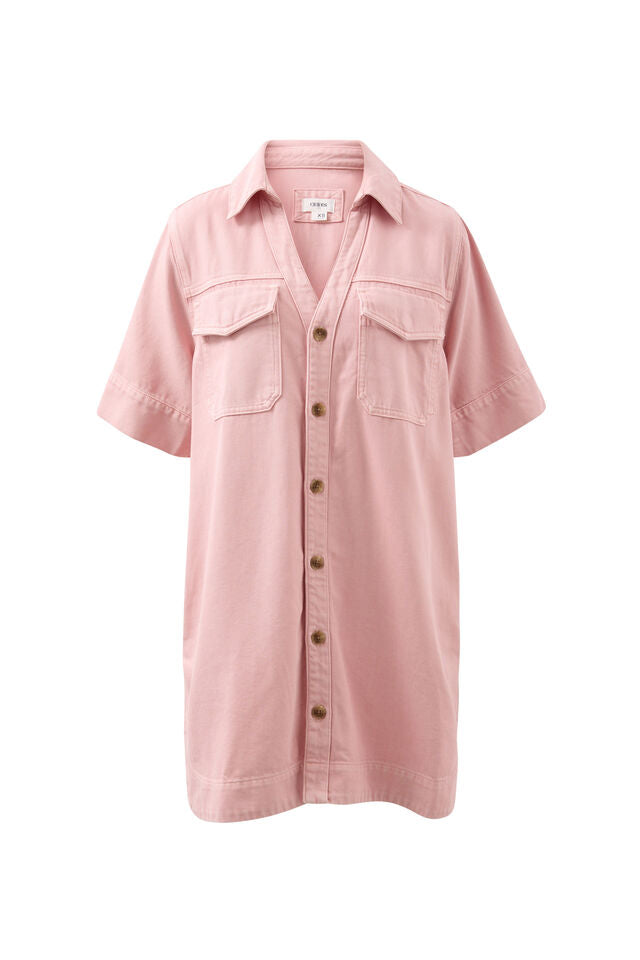 Sammy Relaxed Shirt Dress - Washed Pink