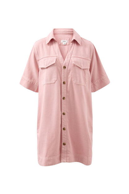 Sammy Relaxed Shirt Dress - Washed Pink