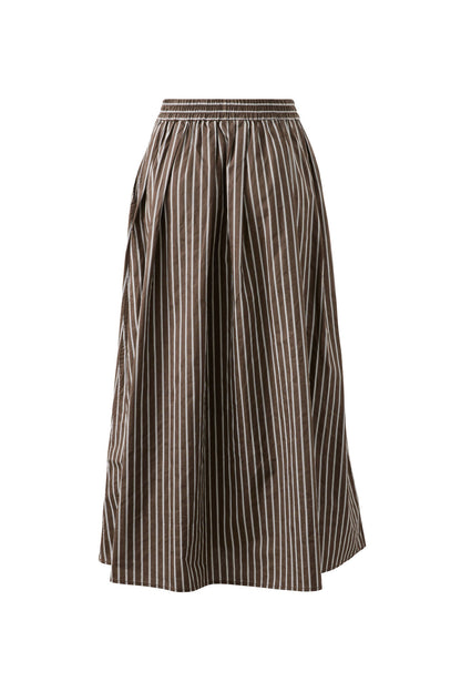 Florence Maxi Skirt - Chocolate White Stripe