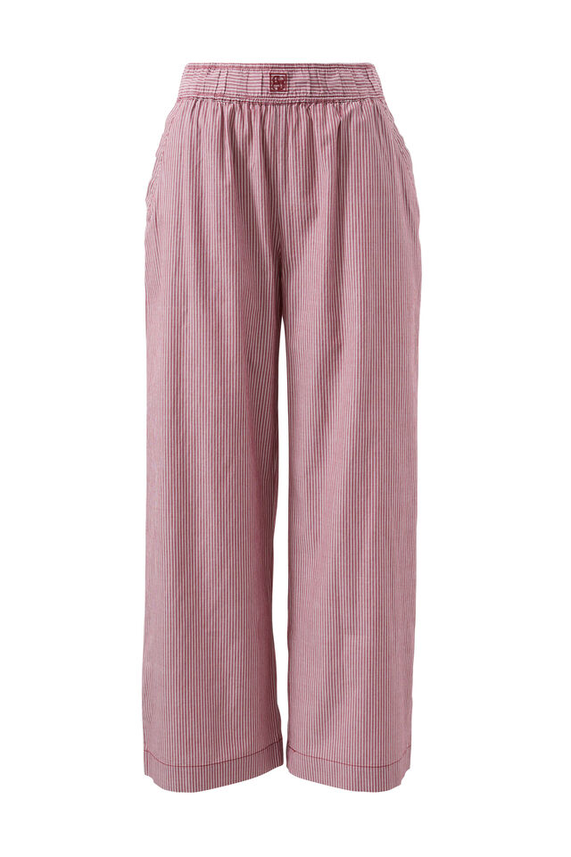 The Lounge Pant - Burgundy & White Narrow Stripe