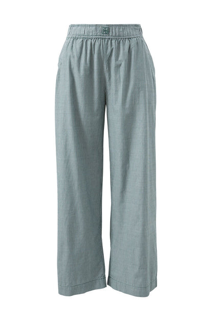 The Lounge Pant - Green & White Narrow Stripe