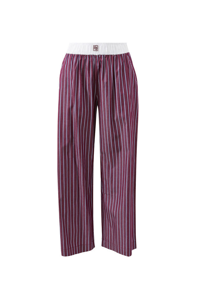 The Lounge Pant - Burgundy Washed Navy Stripe