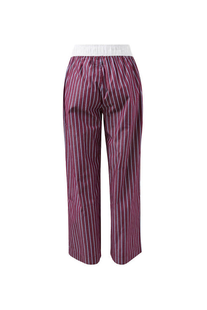 The Lounge Pant - Burgundy Washed Navy Stripe