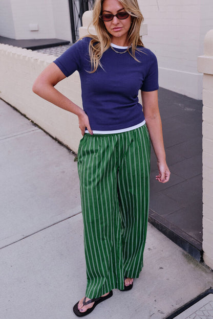 The Lounge Pant - Basil Stripe