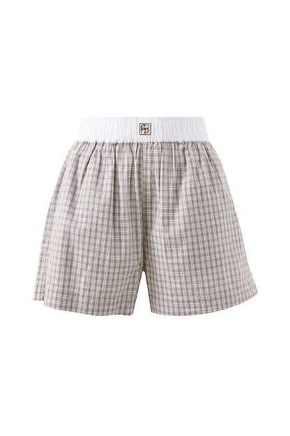 Mila Short - Wine Choc Blue Check