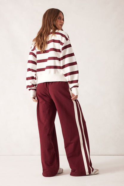 Wide Leg Terry Trackpant - Burgundy