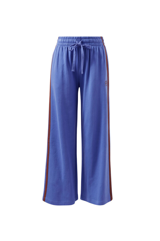 Gigi Wide Leg Terry Trackpant - Vintage Blue