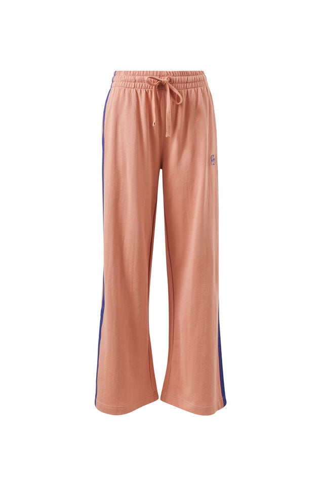 Gigi Wide Leg Terry Trackpant - Washed Pink