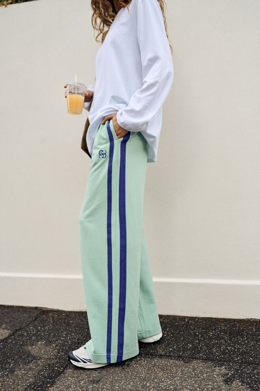 Gigi Wide Leg Terry Trackpant - Seafoam
