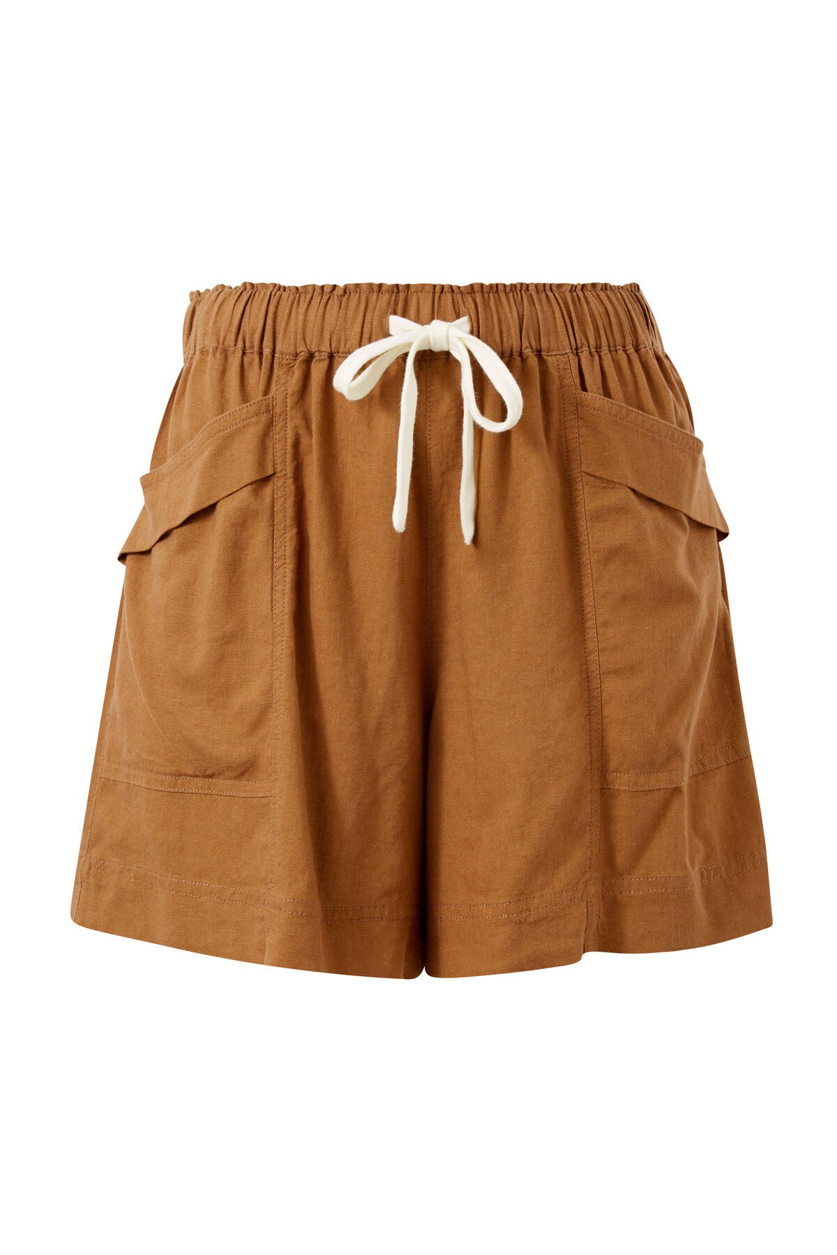 Panelled Pull On Shorts - Burnt Caramel