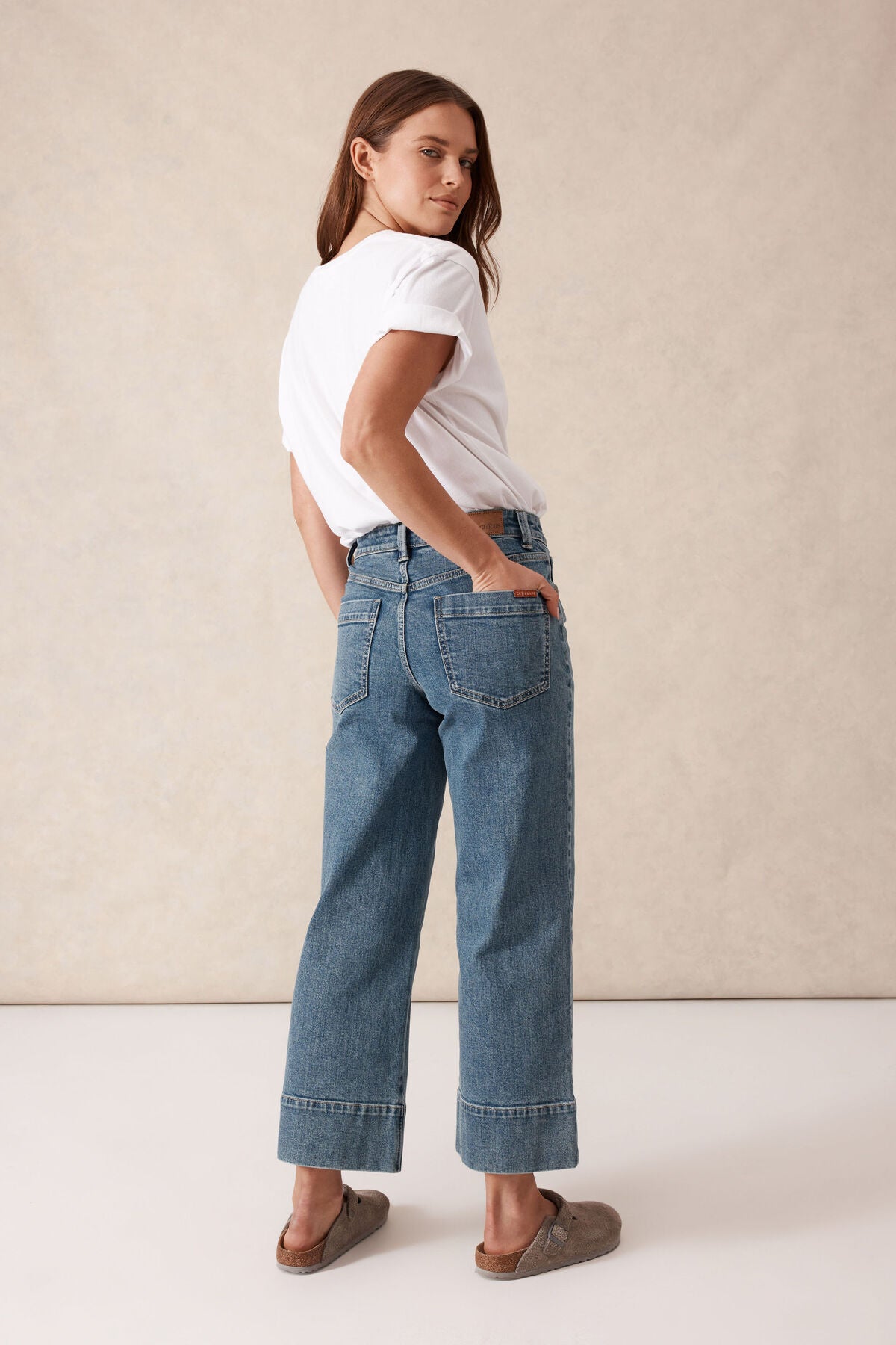 Wide Leg Crop Jean - Vintage Blue