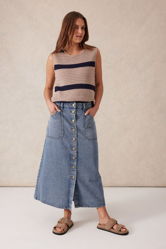 Denim Midi Skirt