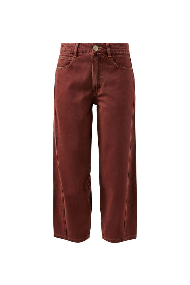 Maggie Tapered Barrel Jean - Burnt Toffee