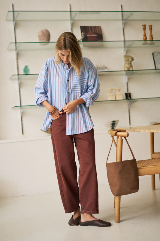 Maggie Tapered Barrel Jean - Burnt Toffee