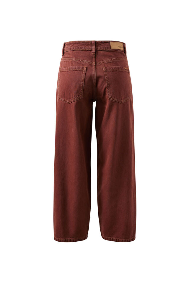 Maggie Tapered Barrel Jean - Burnt Toffee