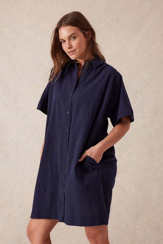 Mini Shirt Dress - New Navy